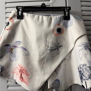 Floral Mini Skirt in Cream and Pink